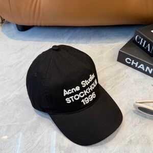 Acne Studios Black Baseball Cap with White Embroidered Logo